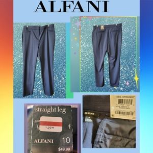 ALFANI MODERN NAVY STRAIGHT LEG DRESS PANTS NWT